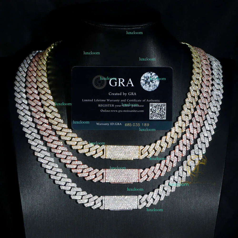 Hip Hop Style Iced Out Jewelry 6mm 8mm 10mm 12mm 14mm 20mm Width Sterg Sier VVS Moissanite Cuban k Chain Bracelet