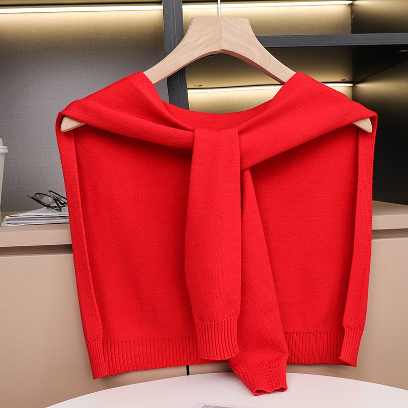 K322 Spring and summer new worsted wool shawl women's shirt outer knotted scarf air-conditioned room Korean version versatile shoulder pad blue