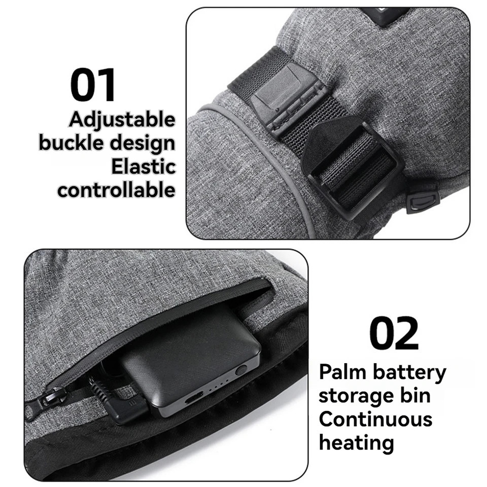 LOOGDEEL Heating Hand Warmer Electric Thermal Gloves Waterproof Snowboard Cycling Motorcycle Bicycle Ski Outdoor Winter 251106