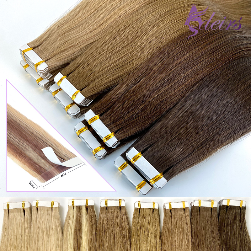 ADEIRS Tape in Hair Extensions Remy Human Hair Straight 100% Real Natural Hair Tape Invisible soft 16"-24" Black Brown Blonde For Salon