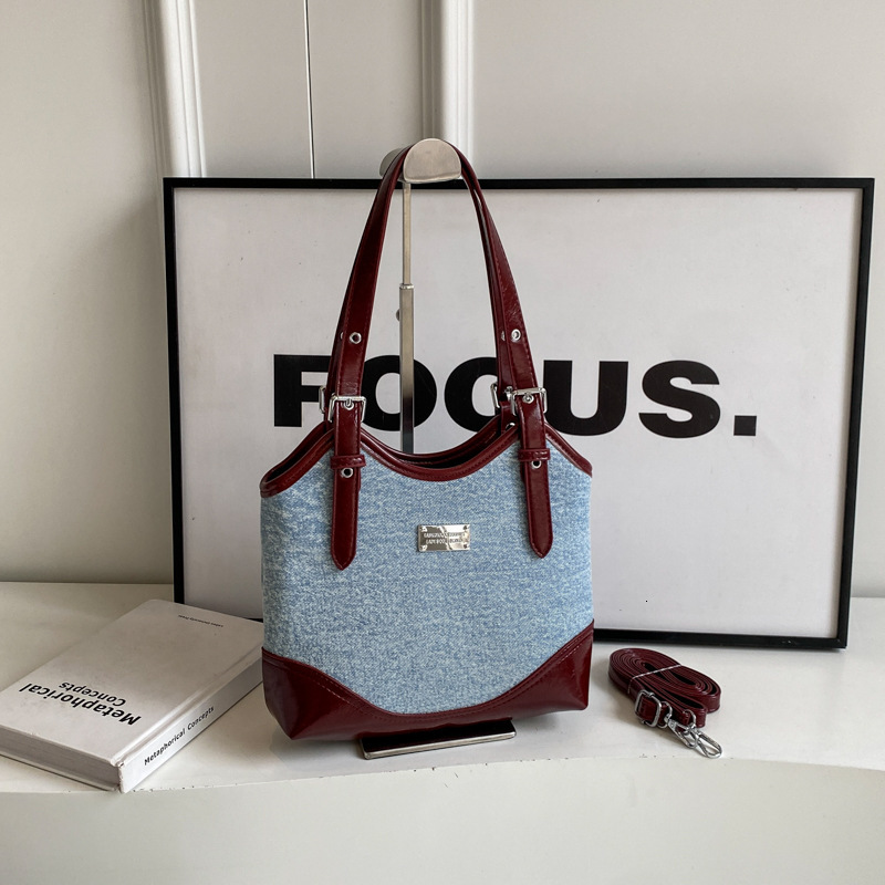 2025S Designer Women S Bag Niche Cowboy Spliced Underarm New Korean Edition Ins Handheld Shoulder Simple Color Splicing Crossbody Women S Bag