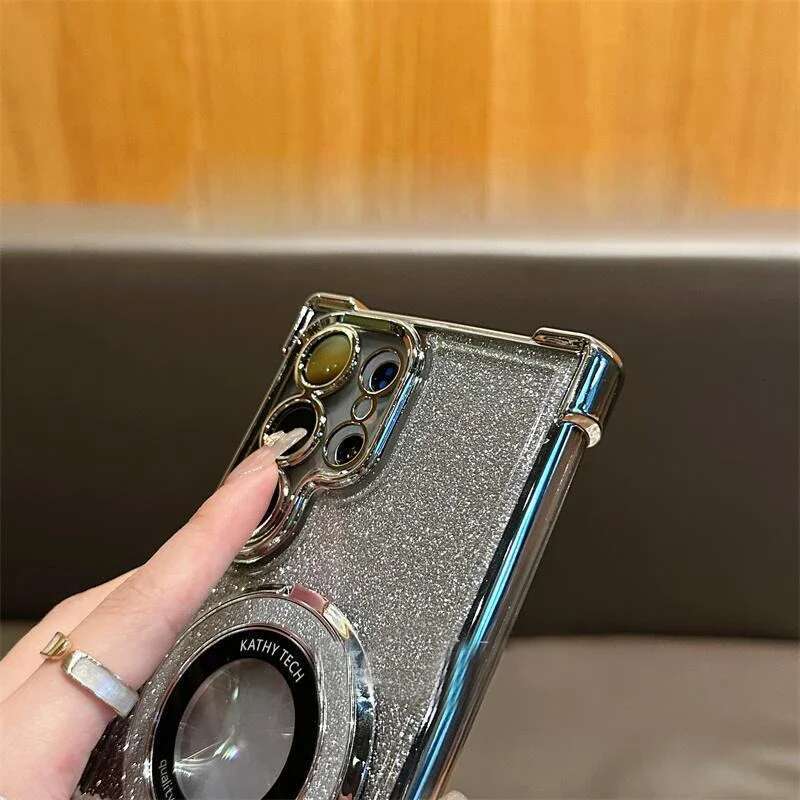 Magsafe Holde Glitter Case for Samsung Galaxy A24 A55 5G A53 A54 S24 Ultra S23 FE S22 S21 S20 Plus Shockproof Clear Cover
