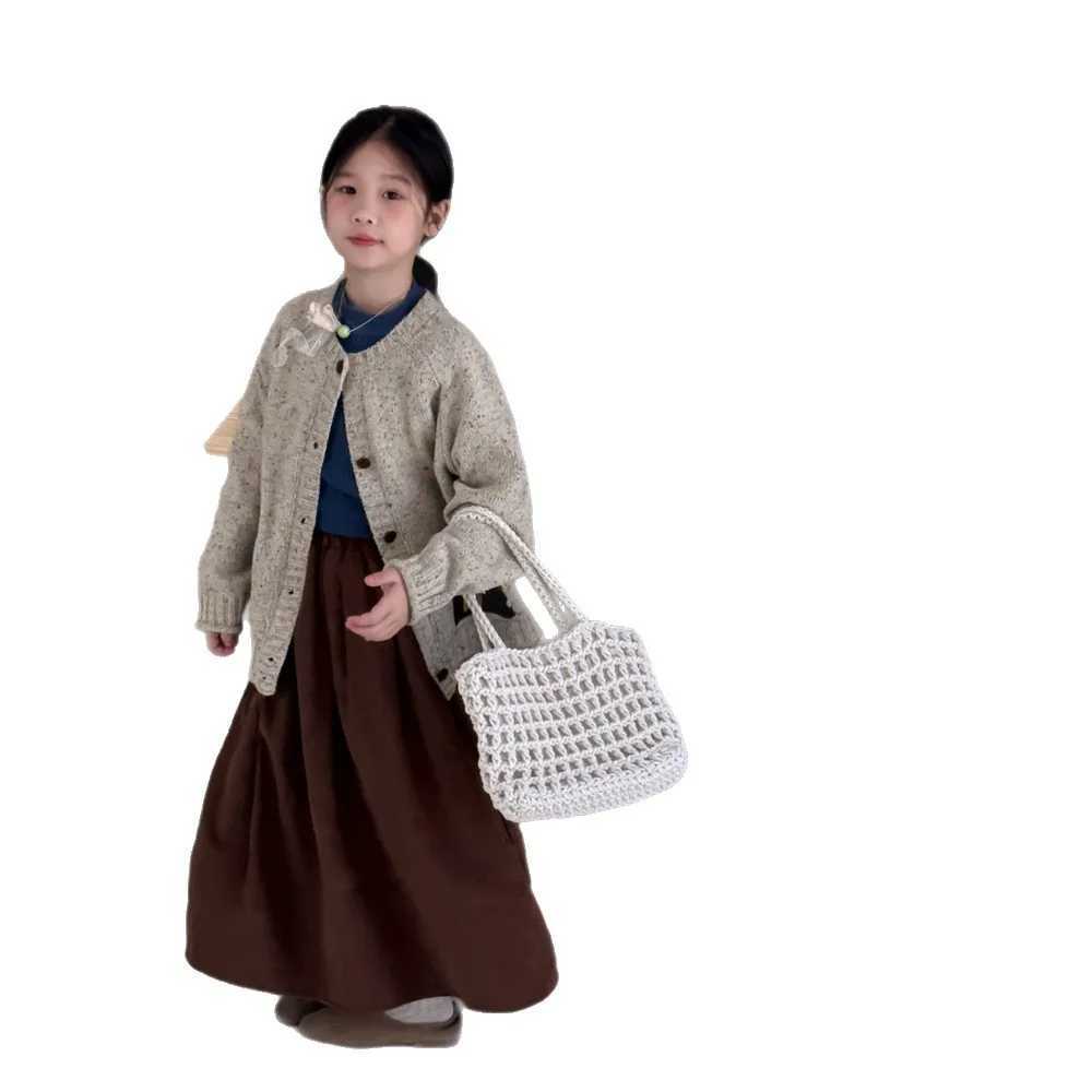 Children Girls Sweater 2025 Autumn Patchwork Pockets Kids Babys Girls Open Stitch Coats Loose Versatile Toddler Girls Cardigan L251104
