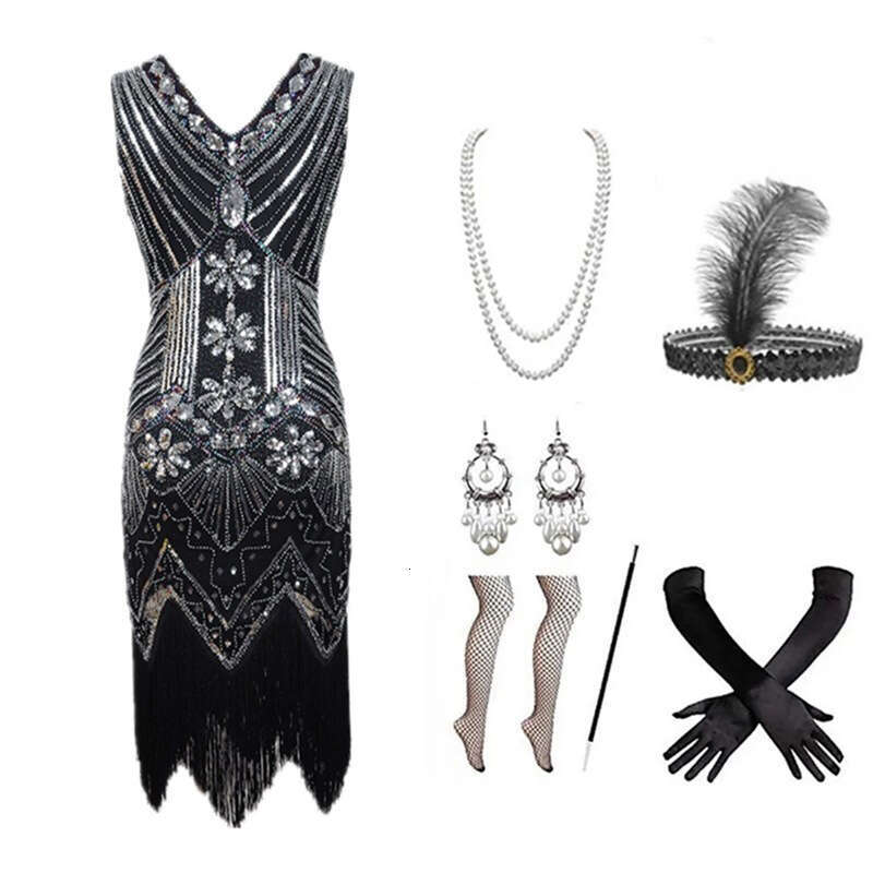 1920s Vintage Gatsby Heavy Beading Sequins Tassel Dress European and American Hot-Selling Dropshipping Women's Clothing
