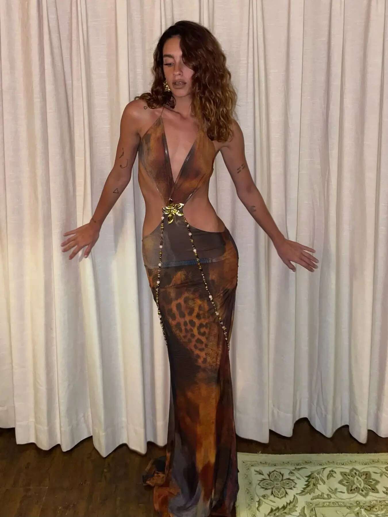 Cut Out V Neck Midi Dress Women Summer Crystal-K Backless Bodycon Party Dresses Leopard Print Slim Maxi Vestidos Holiday