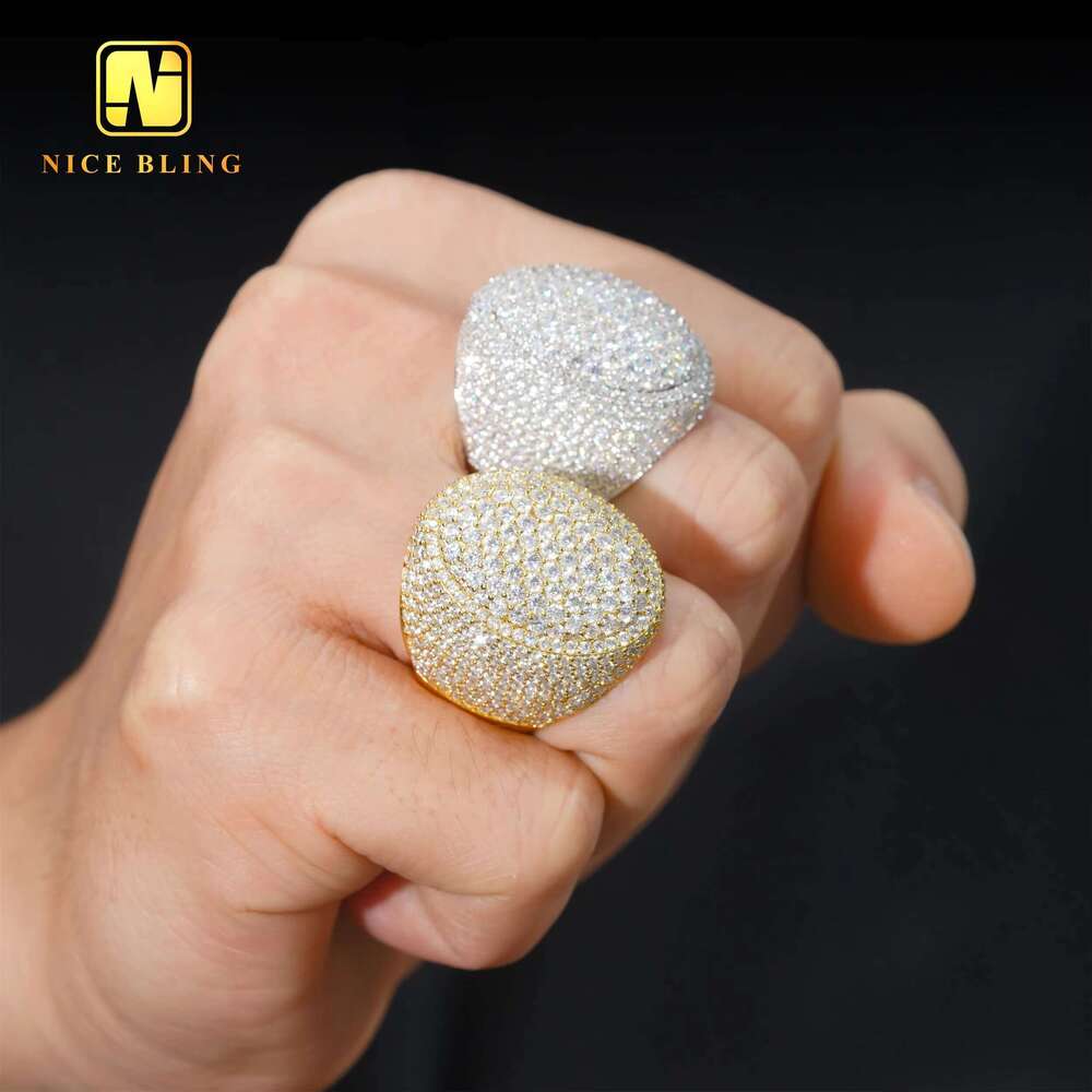 Half Iced Out Oval Shape Pass Dia Tester Hip Hop Moissanite Engagement Rings S Sier Jewelry