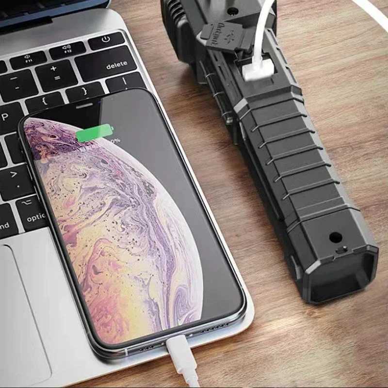 Multifunctional Portable Super Bright LED Flashlight Side Light COB Built-in Battery USB Rechargeable Outdoor Emergency TorchW251106