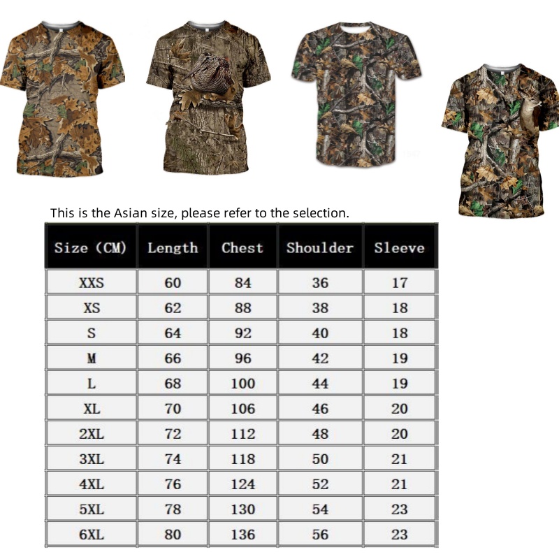 Fashion T Shirts Forest Camouflage Hunting 3D Print Summer Men's O-Neck T-shirt Casual Short Sleeve Oversized Tops Men Clothing Tees Big Size XXX
