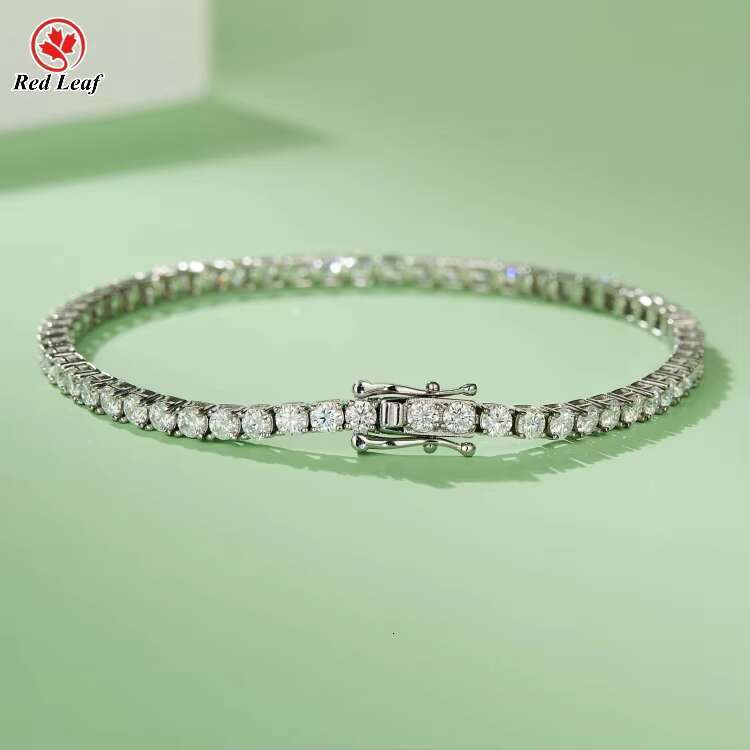 Redleaf 18K White Gold Plated 925 Sterling Silver Tennis Bracelet 3/4/5MM D Color VVS Moissanite 3/4/5MM D Color VVS Moissanite