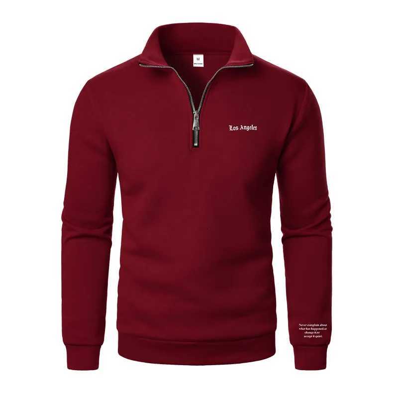 Spring and Autumn new casual half zipper stand up collar hoodie trend simple and loose oversized fleece mens hoodie W251106