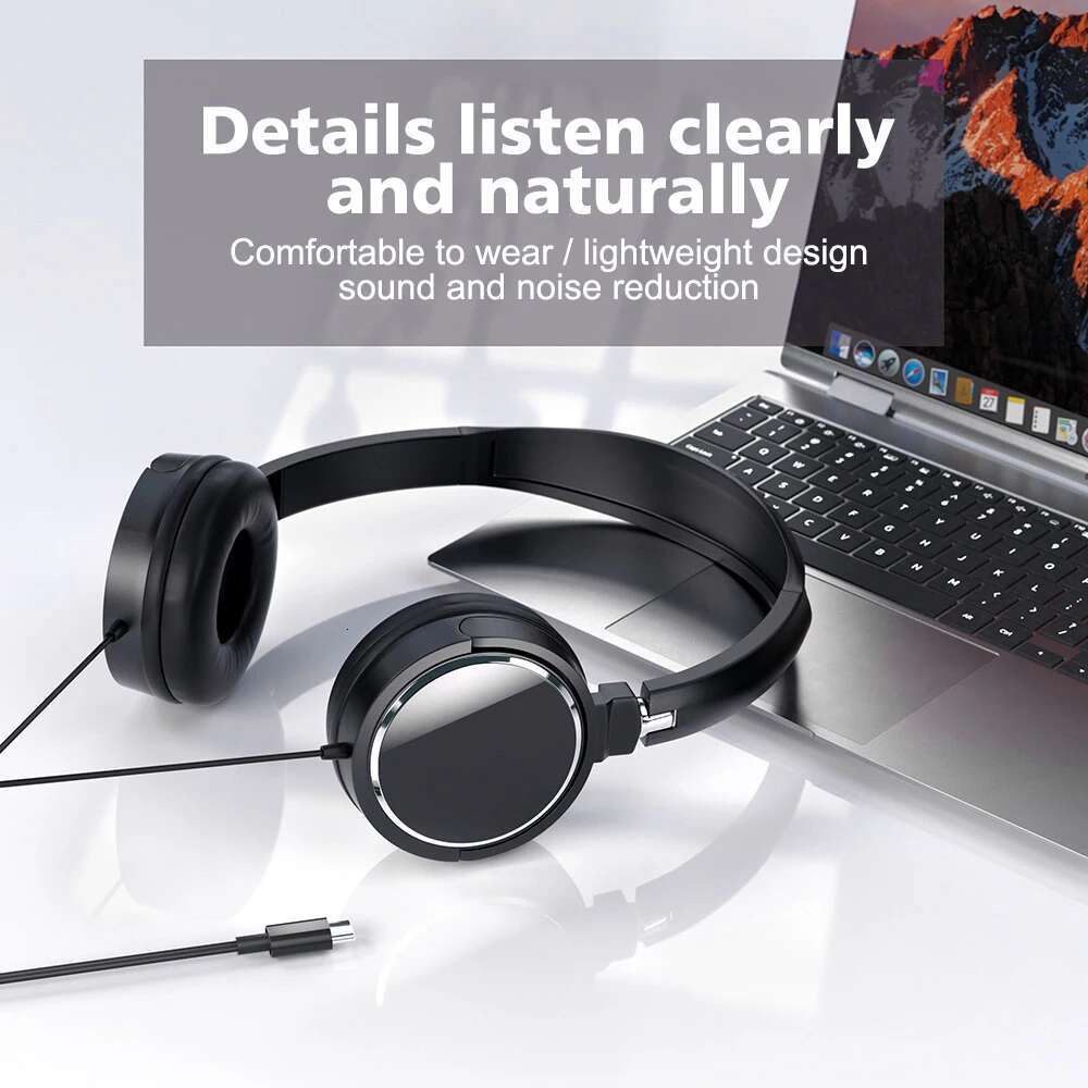 Wired 3 5mm Bass Stereo Foldable With Microphone Adjustable Suitable For Pc Mp3 Mobile Headphones