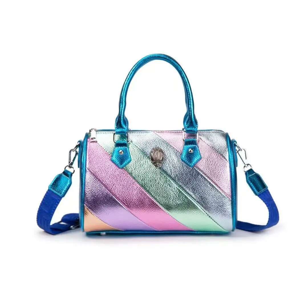 Rainbow Striped Pillow 2025 New Niche Design Women's PU Leather One-Shoulder Crossbody Bag Commuter Vintage Handbag