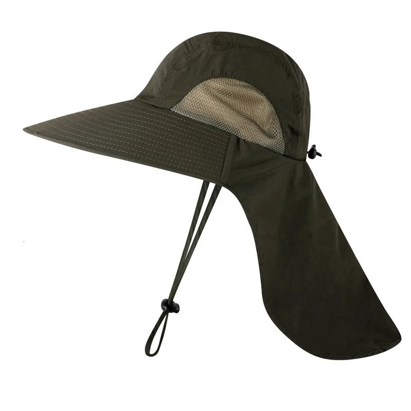 Wide Brim bucket hat with neck cap for quick drying outdoor sports jungle hiking mens fisherman sun 250326