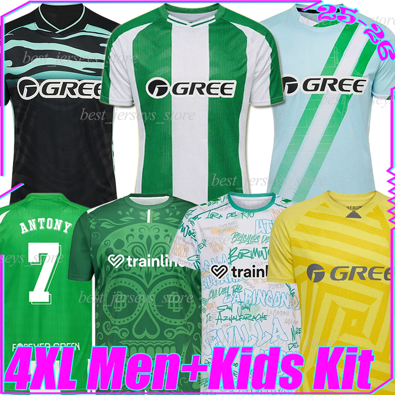 4XL 2025/26 real Betis ANTONY soccer Jerseys Dia de Muertos C.HERNANDEZ EZ ABDE BAKAMBU P.GARCIA AITOR ISCO LO CELSO RIQUELME PAU LOPEZ men kids kits sets football shirts