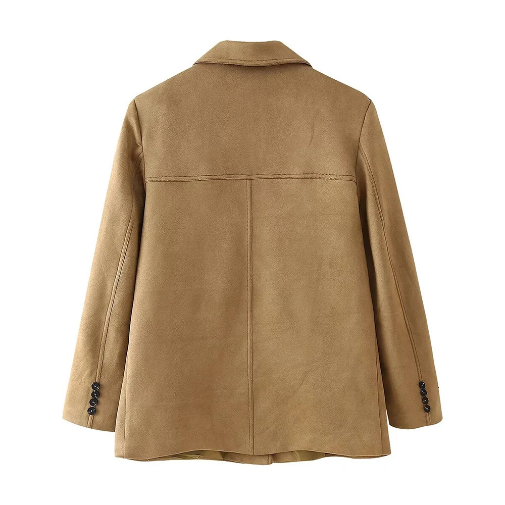 Autumn and winter fashionable womens clothing casual elegant sense European and American retro suede suit jacket 250402