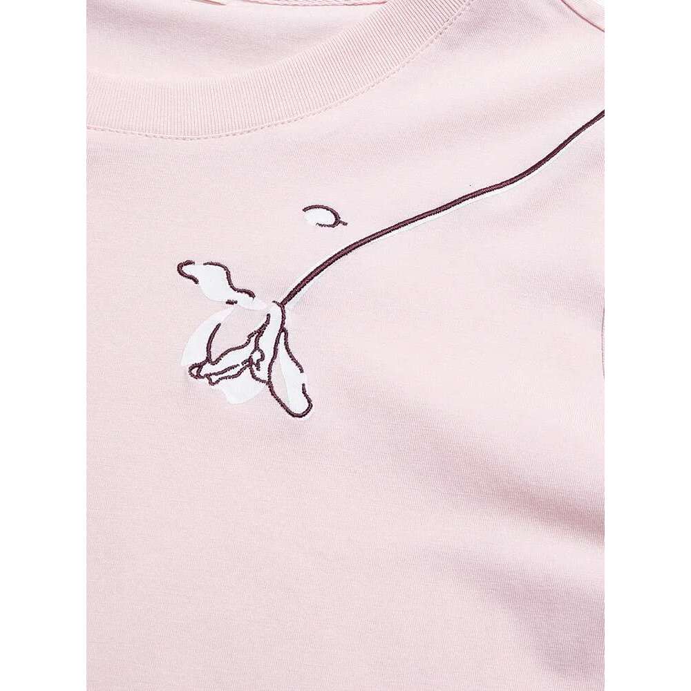 T-Shirts For Women Autumn New Graphic Gentle Embroidery Three Quarter Sleeve Chic Base Clothing