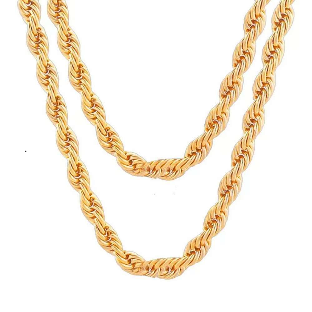 Noble 18-24Inch 45-60cm Gold 4mm Round Rope Chain Necklace for Women Man Boy Wedding Party Charm Jewelry
