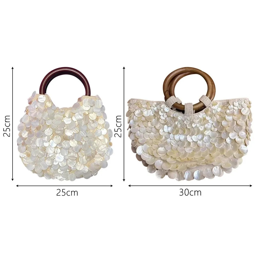Fairy Handmade Beaded Bag Seashell Bag Beaded Purse Shell Purse for Women- Pearl Sequin Clutch with Top Handle 251106