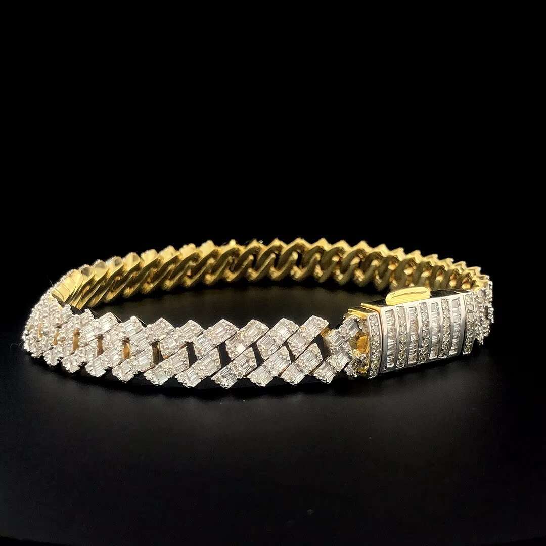 Rapper Jewelry Iced Out Cross Design Moissanite Cuban Chain Bracelet 6mm Hip Hop Bracelet 925 Silver Cuban Link Bracelet