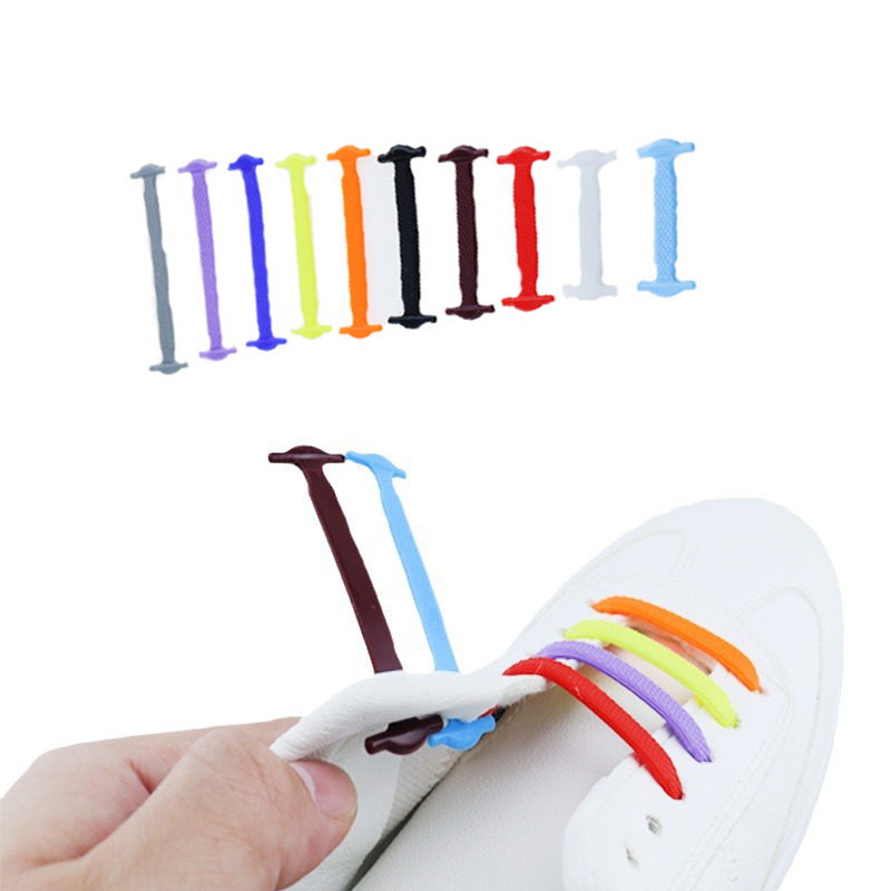 16pcs/set High Quality Silicone Elastic Shoelaces Creative Lazy No Tie Shoelace Lacing Kids Adult Sneakers Quick Shoe Lace