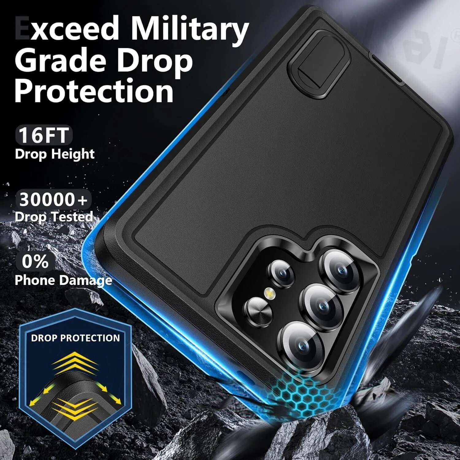Case For Samsung Galaxy S25 Ultra S24 S23 A56 A36 A16 Full Body 3 in 1 Shockproof Heavy Duty Anti-Scratch Red Kickstand Cover