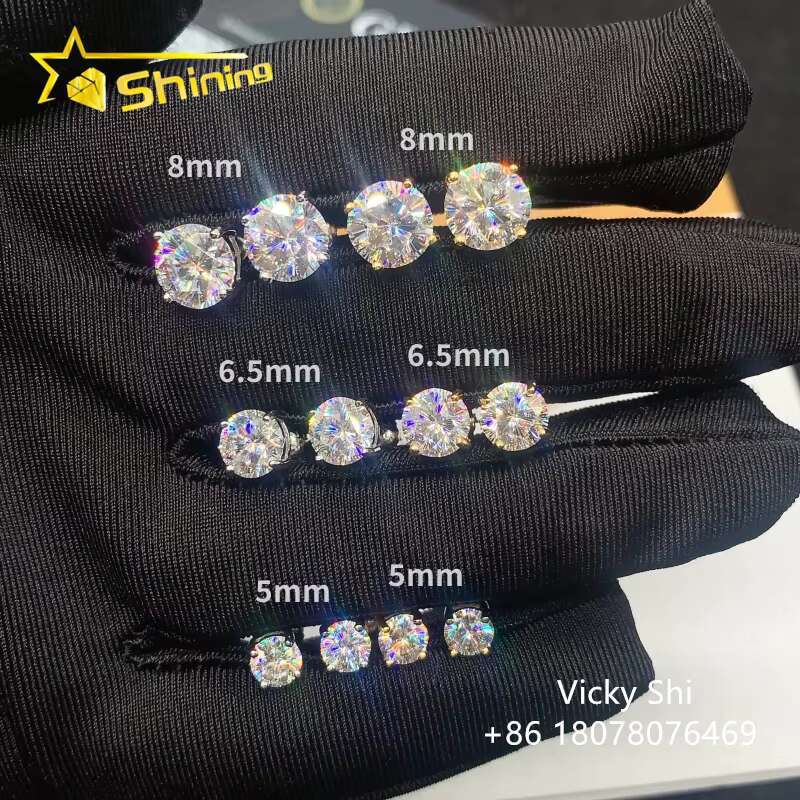 Ready to Ship Sterling Silver 925 Cherry Blossom Cut Moissanite Earrings Women Fashion VVS Round Shape Diamond Ear Studs