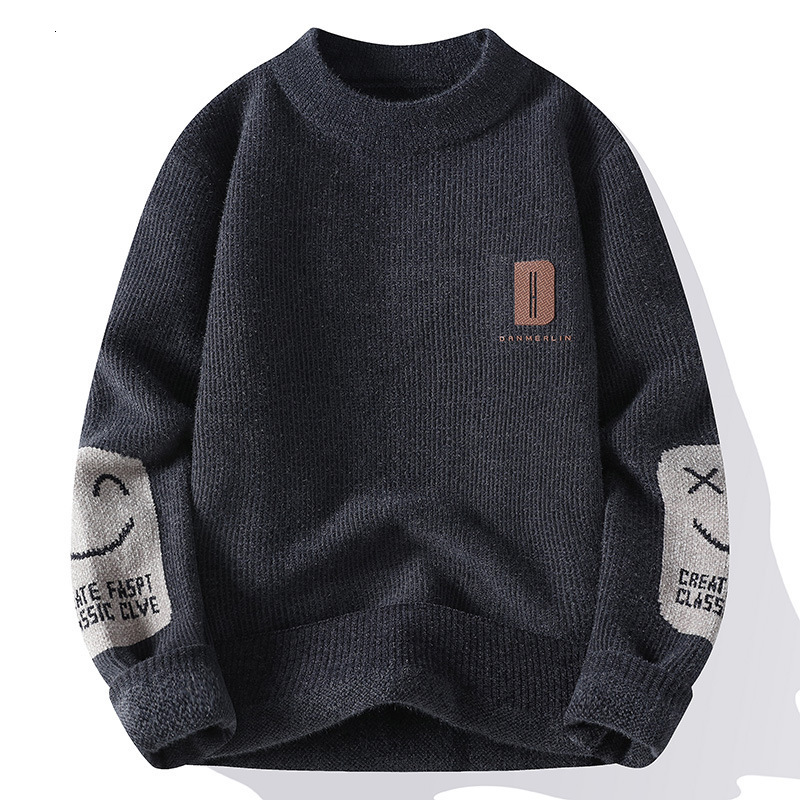 2025 Fleece Sweater Men Autumn Winter New Thickened Warm Lazy Style Knitwear Trendy Brand Round Neck Long Sleeve Sweater 201022