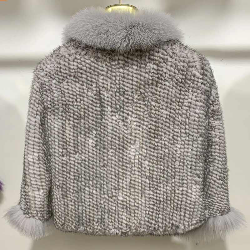 Real Mink Fur Poncho Knitted 100 Natural Shawl Fox Collar cape Autumn Winter Scarfs 251110