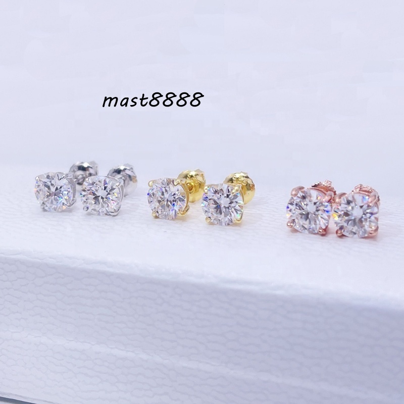 Cheapest Classical 4prongs Moissnaite Stud Earring Silver Gold Plated Screw Back Stud Earring Trendy Find Jewelry