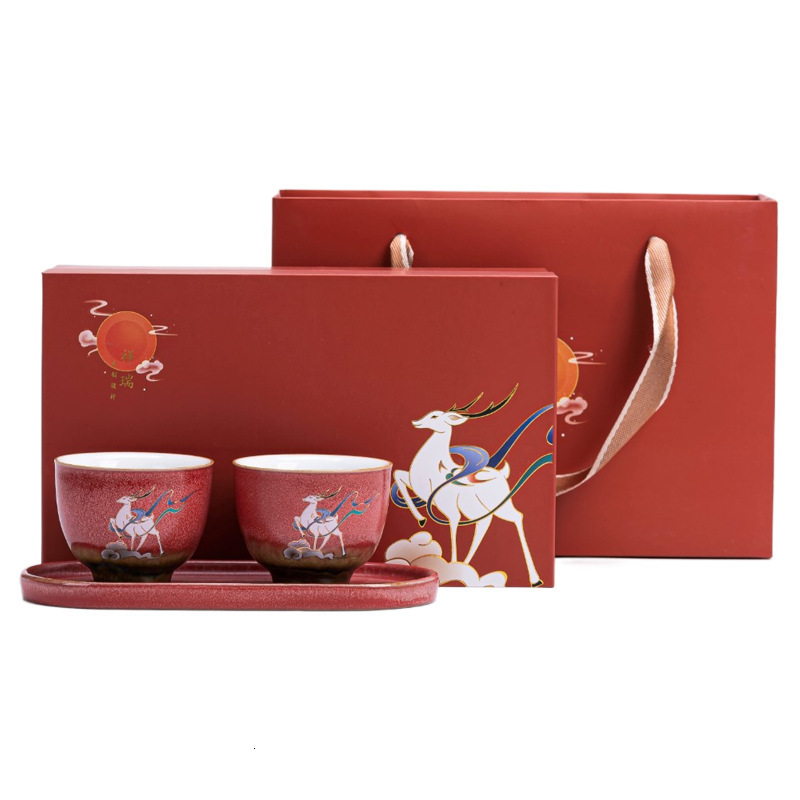 Two Cups with Dry Bubble Ceramic Tray Kung Fu Tea Tasting Gift Box Master Cup Wholesale ddmynov