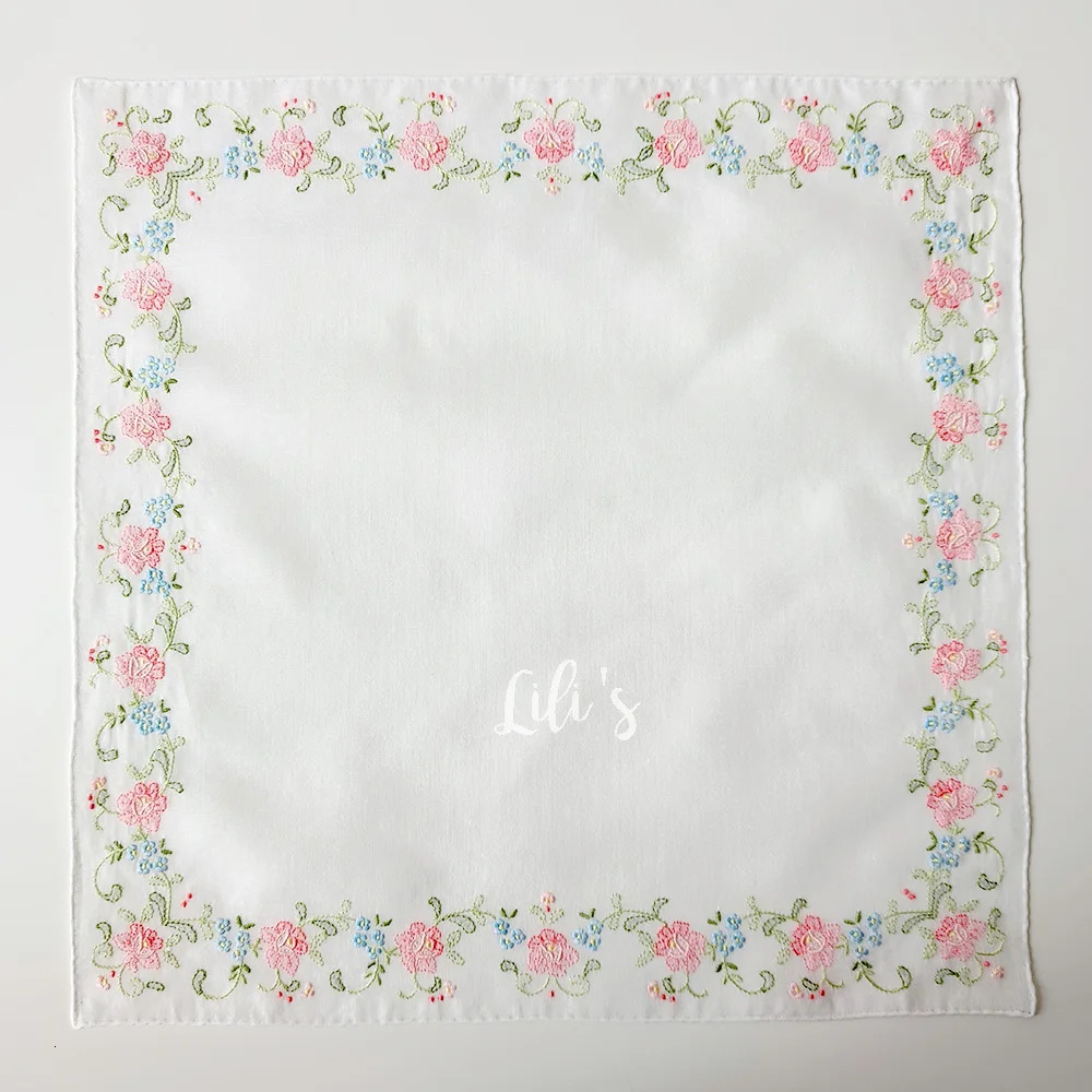 Hand Hmbroidered 100%Cotton Handicraft Napkin Gift Colorful Embroidery Flower Exquisite Handkerchief Handicraft Gift 250403