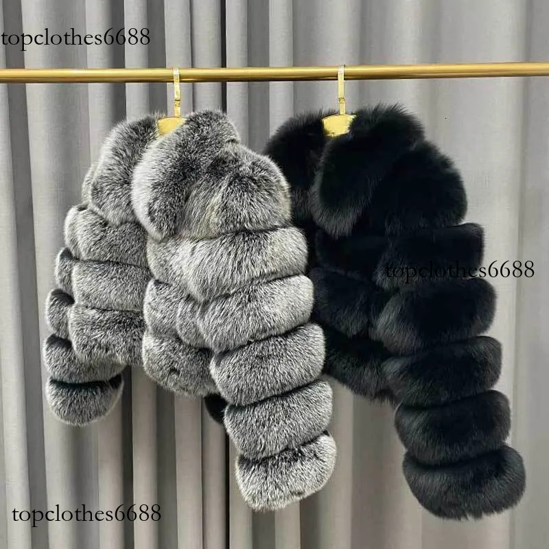 Winter Ladies Cropped Coats Casual Fashion Square Neck Long Sleeves High Quality Real Fox Fur Jacket