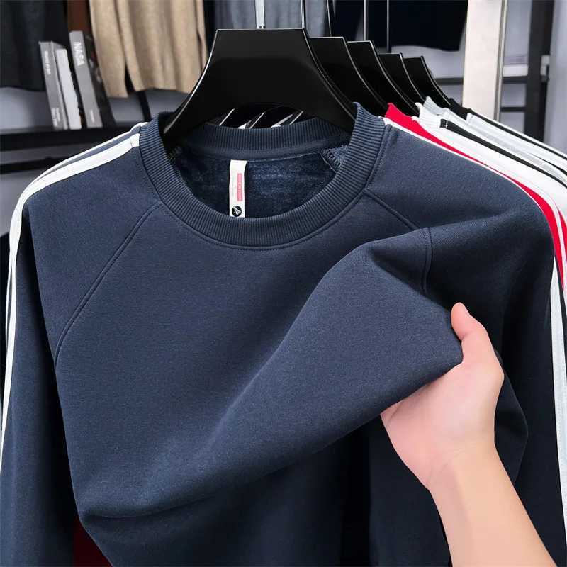 2025 Spring and Autumn Three Bar Hoodie Mens Round Neck Hoodie Sports and Leisure Trendy Brand Youth Versatile Top W251106