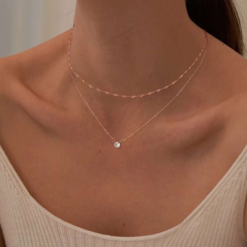 S Sier Simple Double Layer O-Chain Choker Clavicle Chain Necklace Female Fashion Hip-hop Unique Design Fine Jewelry