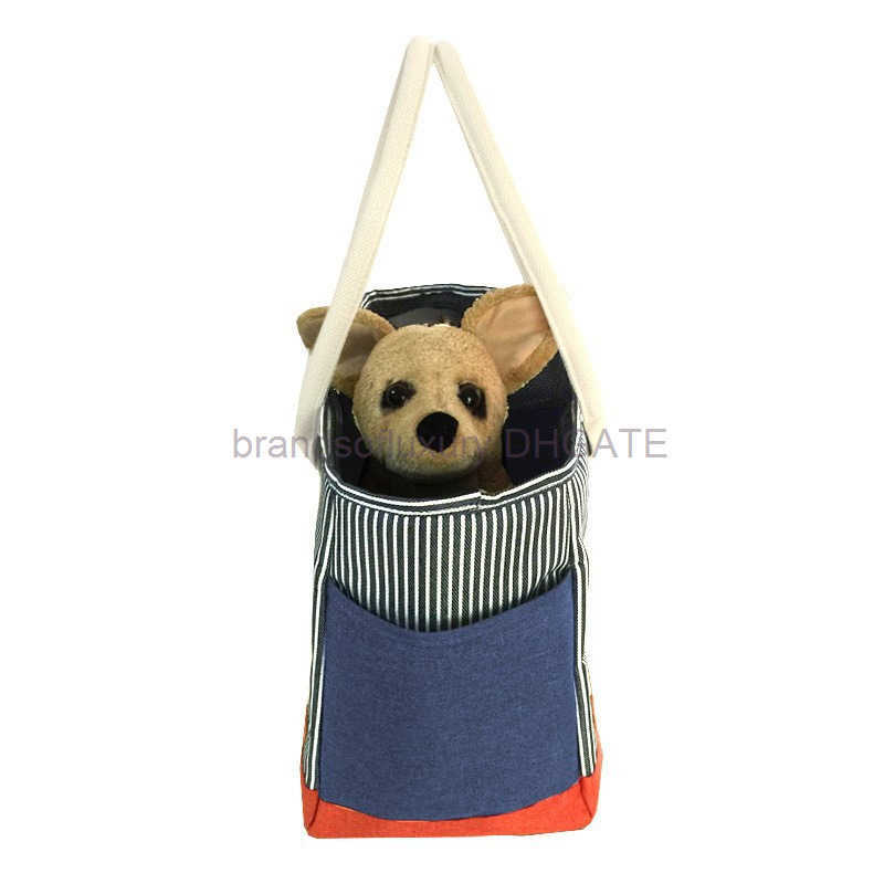 New pet crossbody dog bag striped pet cat travel portable hand-held cat bag
