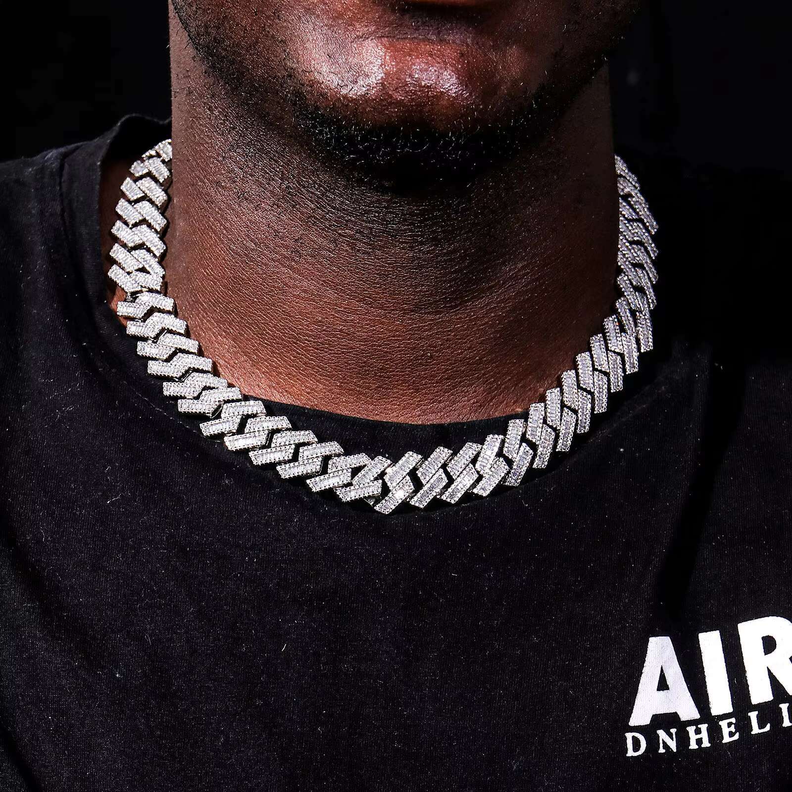 Factory Cost Cuban Link Chain 925 Sterling Silver baguette Cuban Link Vvs Moissanite Diamond Cuban Link Chain