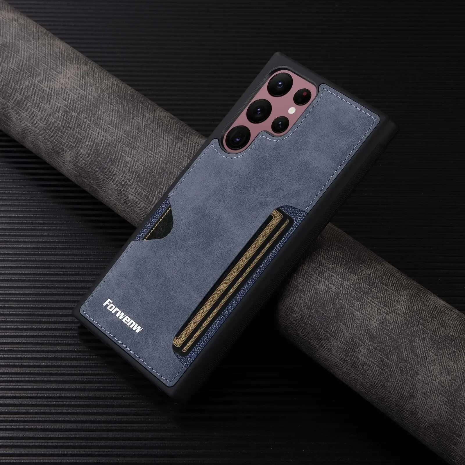 Retro Card Solt Case for Samsung Galaxy S24 S25 Ultra S23 FE S22 Plus A15 A25 A35 A14 A24 A34 A54 A13 A23 A33 A53 Leather Cover