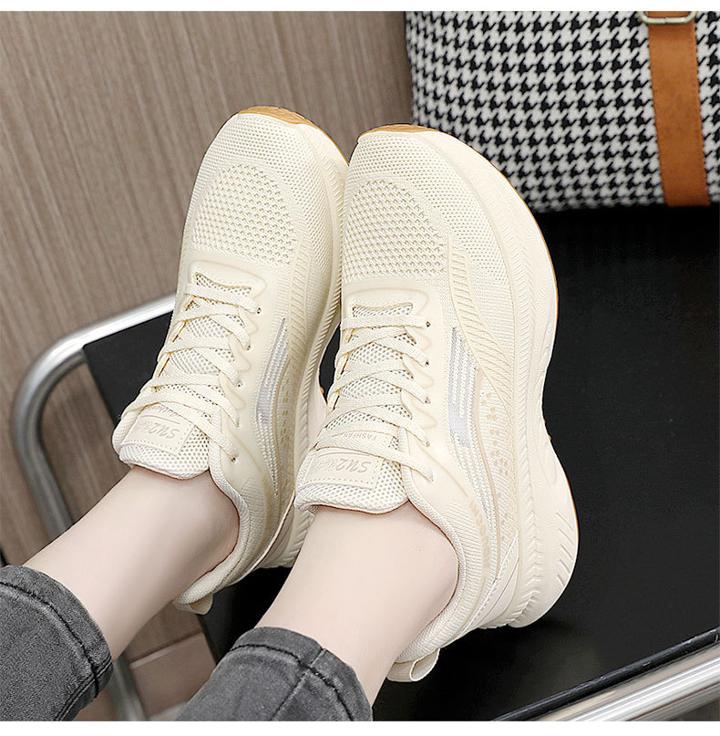 2025 NEW Casual shoes women sports shoes breathable mesh thick sole sneakers raised height hollowed out fashion comfortable trendy