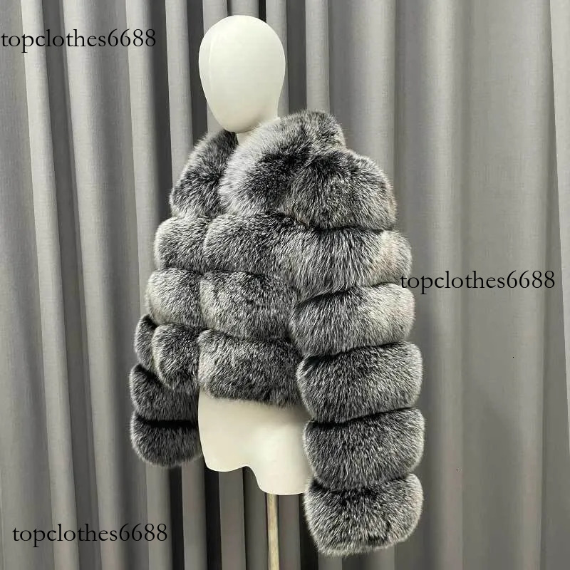 Winter Ladies Cropped Coats Casual Fashion Square Neck Long Sleeves High Quality Real Fox Fur Jacket