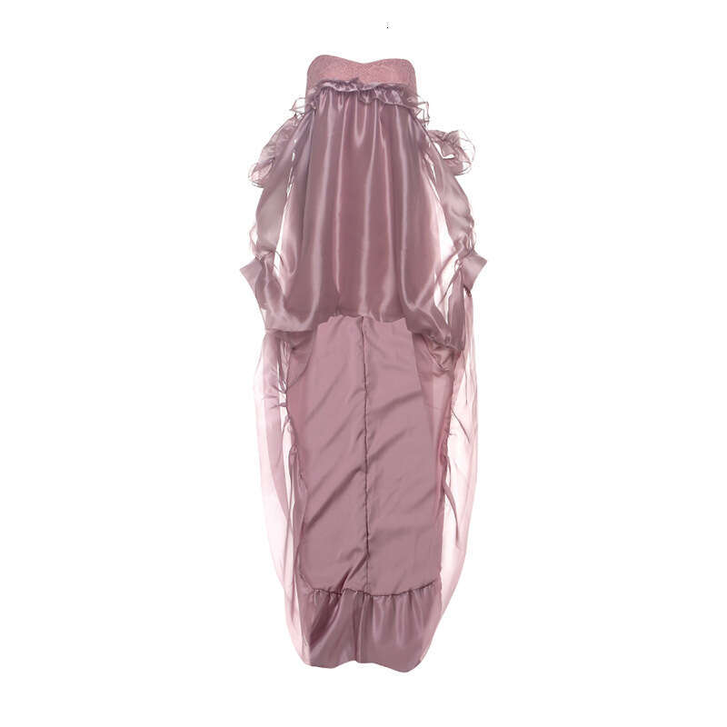 2025 Cross-Border European and American Style Summer New Sexy Sleeveless Backless Solid Color Irregular Hem Tube Dress for Women