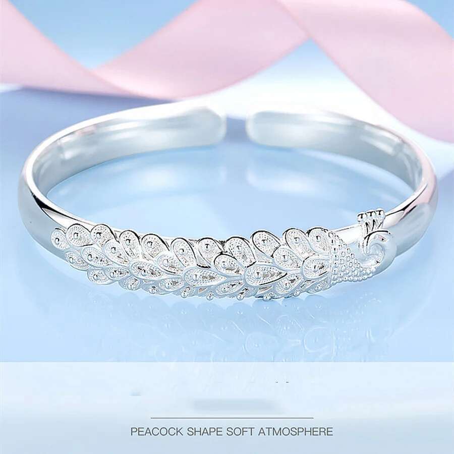 New sterg sier elegant Pea opening screen bracelet Bangles for women fashion party wedding Accessories jewelry gift