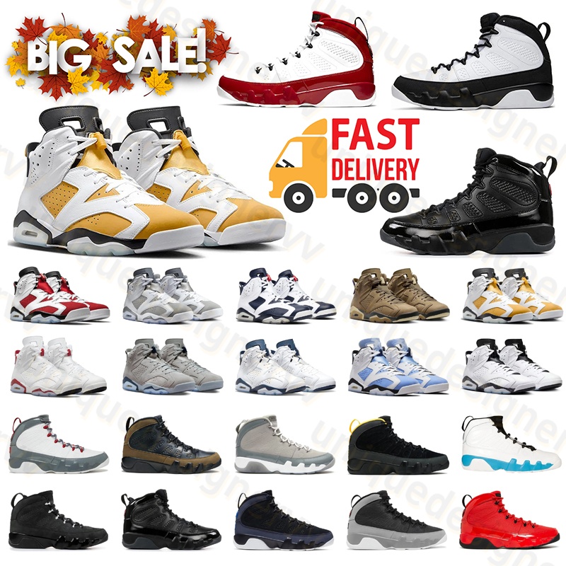 Designer shoes 6 9 Mens Basketball 6s 9s Shoes Trainer Cool Grey Georgetown Midnight Navy University Blue British Khaki Yellow Sneakers 40-47