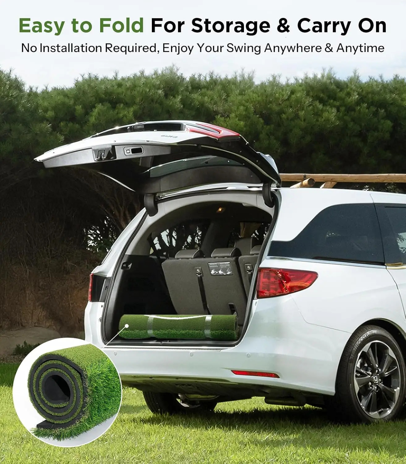 Golf Mat with Dual Turf Hitting Standing GuideLine Swing Path Line 5x4ft Thickened Green Practice Mats 251106