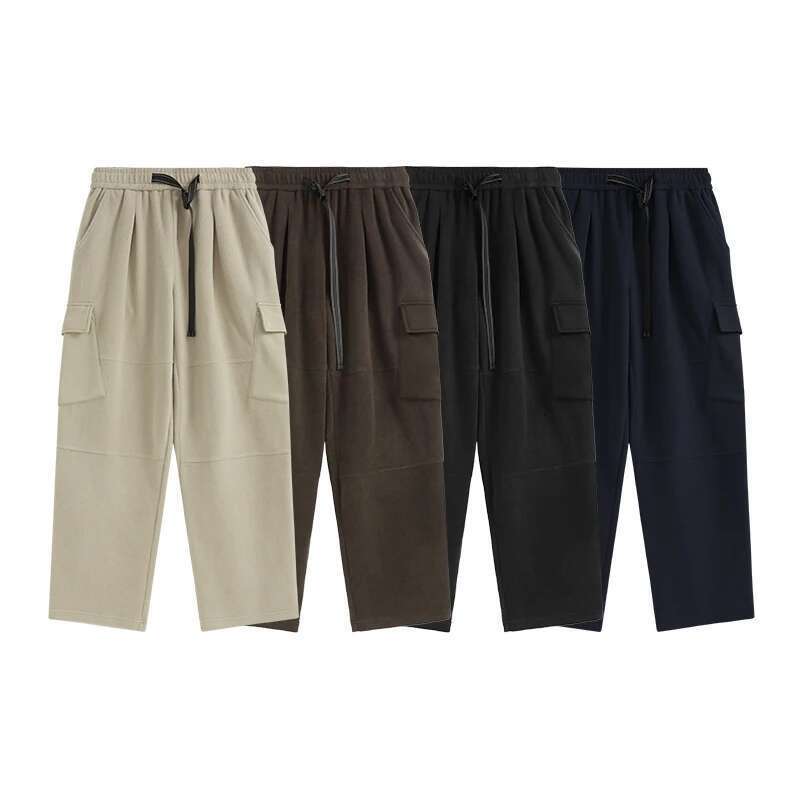 Unisex 325G Fleece Sweatpants American Casual Cargo Temperature-Regulating Straight-Leg Pants For Men