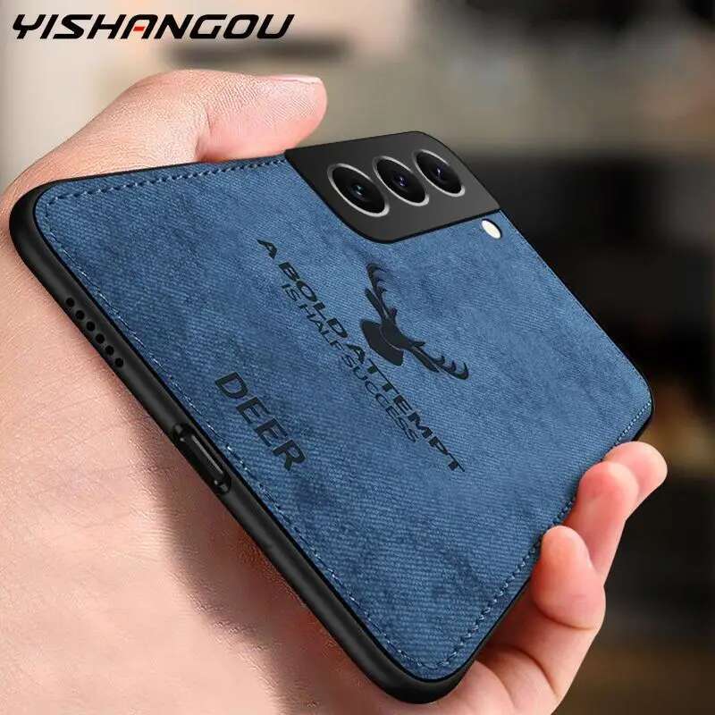 Slim Fabric Skin Deer Case For Samsung Galaxy S23 FE S22 S21 S24 Ultra A15 A25 A35 A55 A34 A52 A54 5G Hard Back Cover
