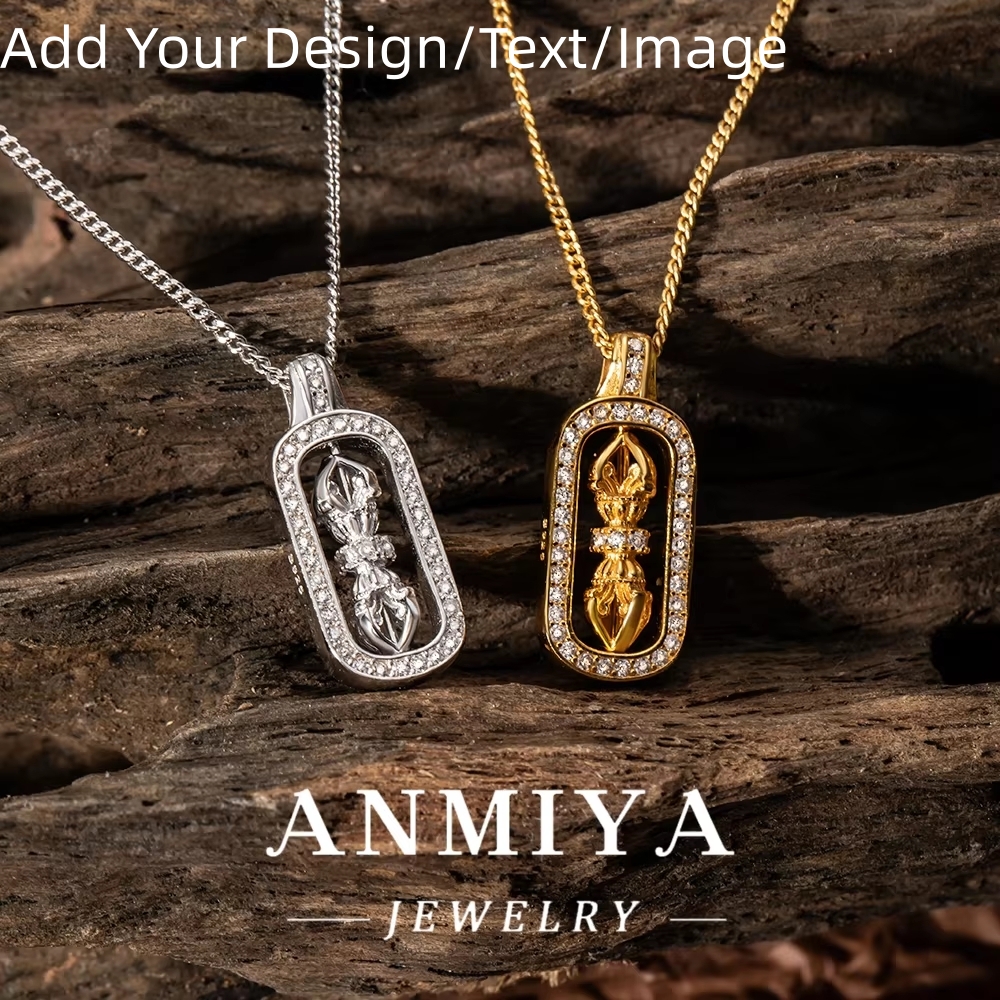 Custom Formal 925 Sterling Silver Vajra Pendant Necklace 18K Gold Plated Spiritual Jewelry With Elegant Design for Women