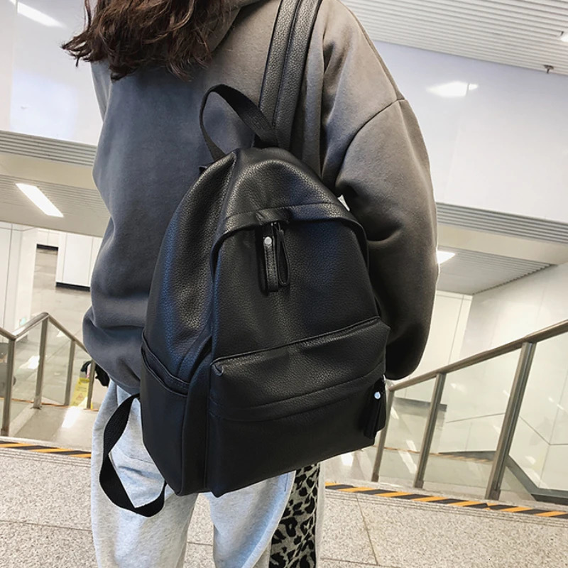 PU leather travel womens backpack fashion backpack shoulder bag large capacity student backpack 250402