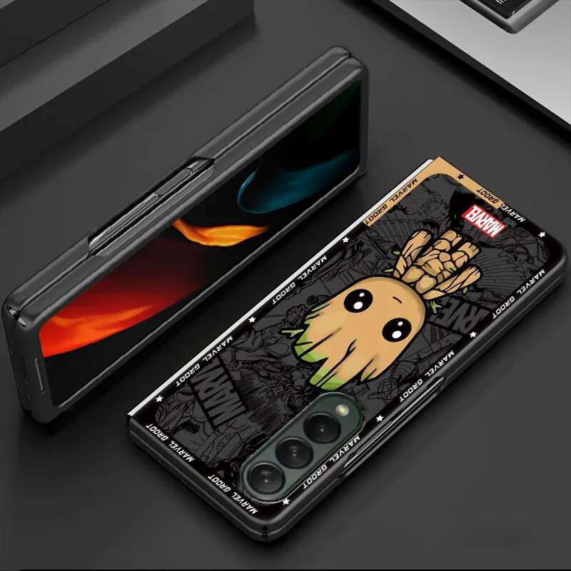 Cartoon Spiderman Groot Case for Samsung Galaxy Fold6 Fold4 Fold3 Z Fold5 5G ZFold4 Hard PC Shockproof Cover