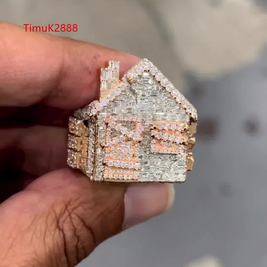 Mens Iced Moissanite Bling Championship Ring 925 Silver Custom Diamond Trap Pave Hip Hop Letter Design New Home Gift for Men