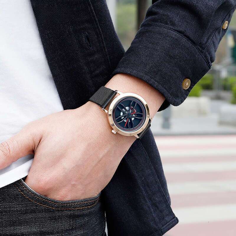 DHwatches Sanda Fortune Men, Wheel Quartz Watch for Male Students, Mesh Strap Waterproof Men's Wristwatch